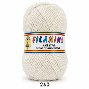Lână 100% - 400m/ 100GR, COD 260- Alb Natur