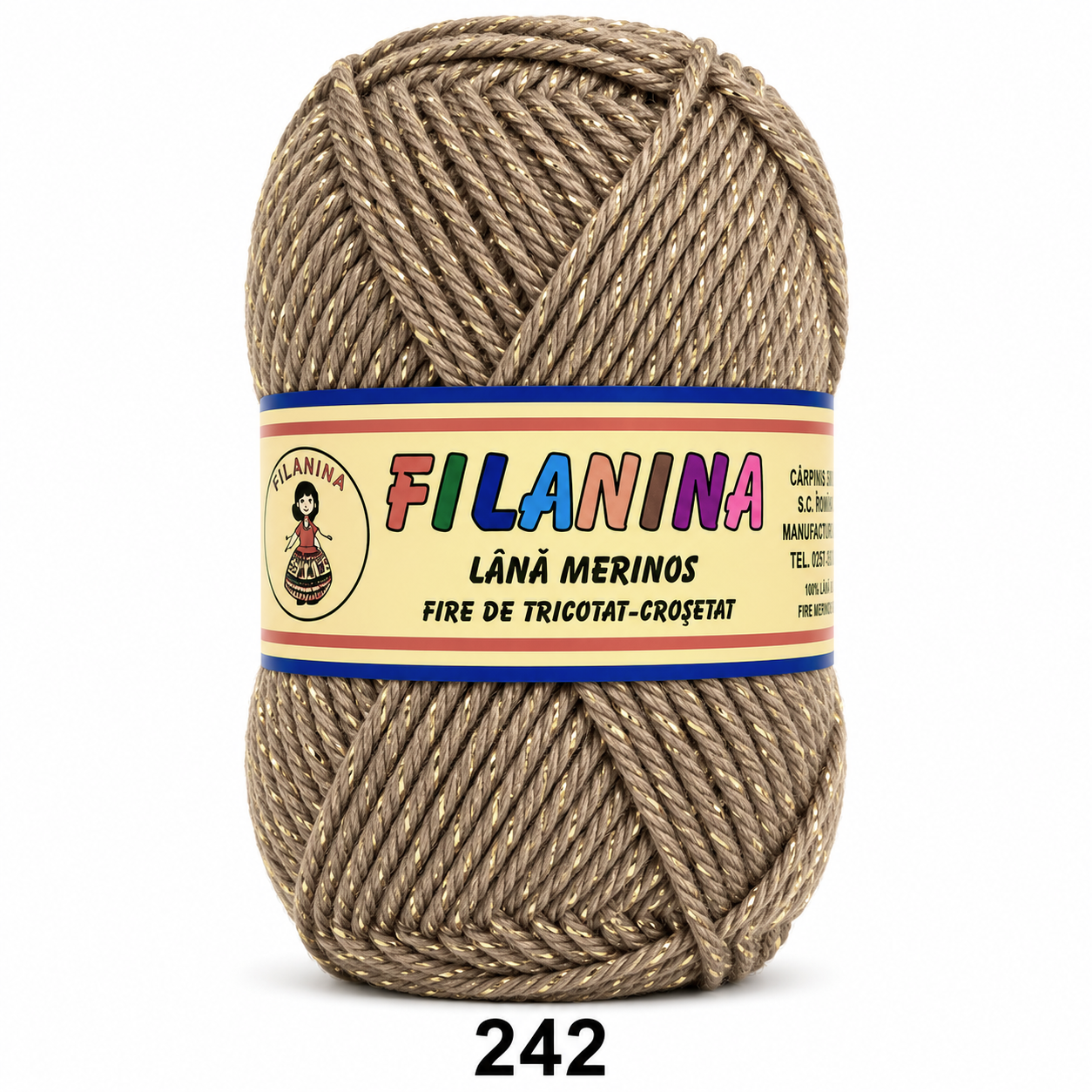 Lână 100% - 170 m/ 100GR, COD 242 - Bej cu sclipici