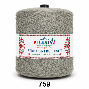 FIR PENTRU TESUT, 100% lana, Nm 18/3, cod 759, GRI DESCHIS, 500g