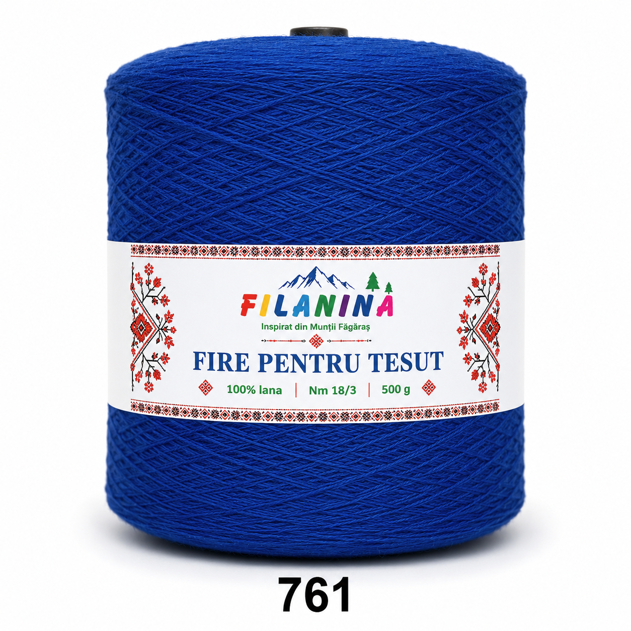 FIR PENTRU TESUT, 100% lana, Nm 18/3, cod 761 ALBASTRU ELECTRIC, 500g