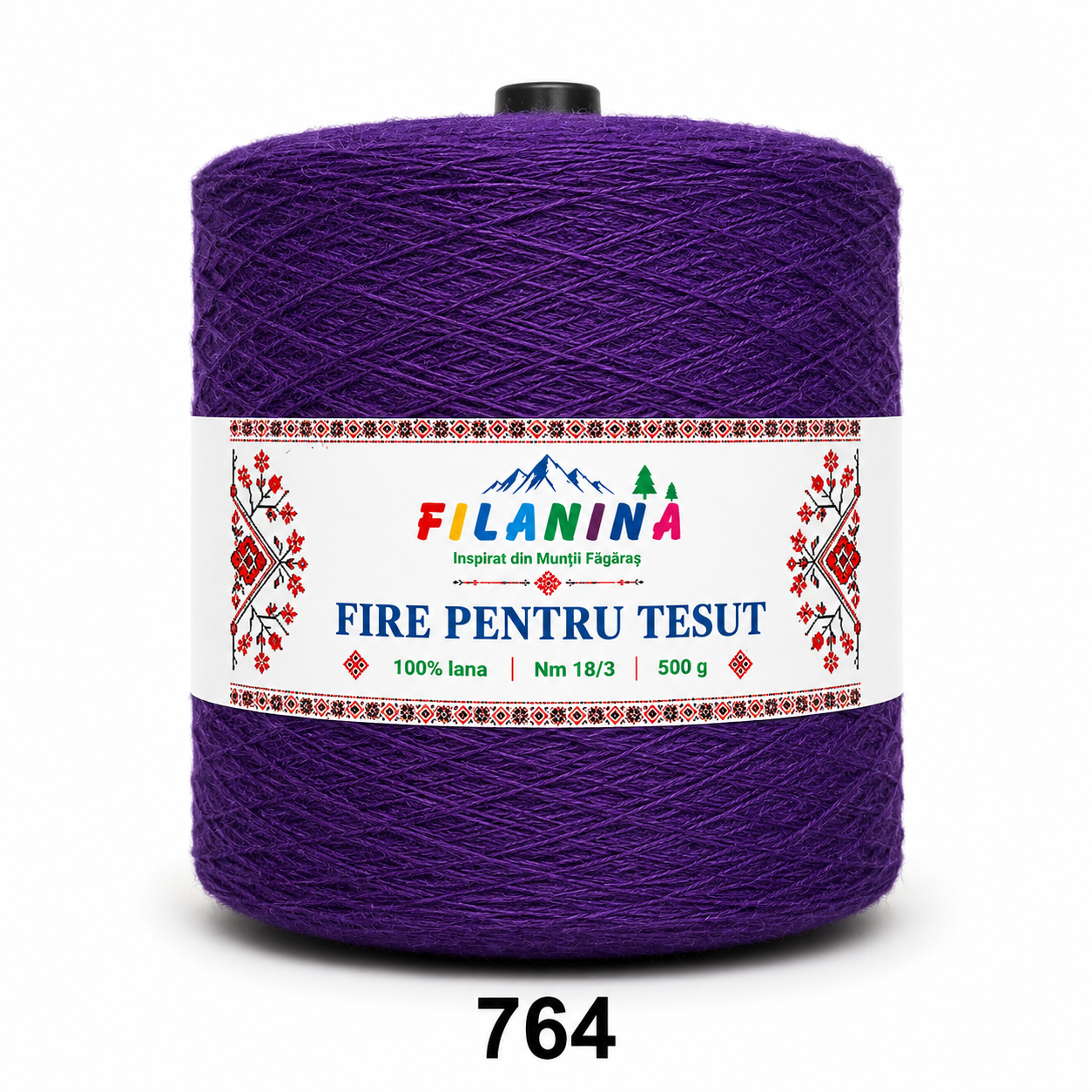 FIR PENTRU TESUT, 100% lana, Nm 18/3, cod 764 MOV INCHIS, 500g