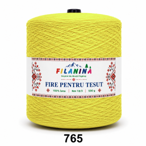 FIR PENTRU TESUT, 100% lana, Nm 18/3, cod 765 GALBEN DESCHIS, 500g