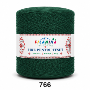 FIR PENTRU TESUT, 100% lana, Nm 18/3, cod 766 VERDE INCHIS, 500g