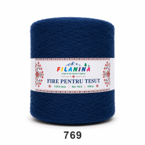 FIR PENTRU TESUT, 100% lana, Nm 18/3, cod 769, BLEUMARIN, 500g