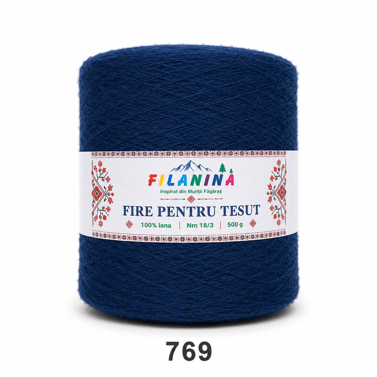 FIR PENTRU TESUT, 100% lana, Nm 18/3, cod 769, BLEUMARIN, 500g