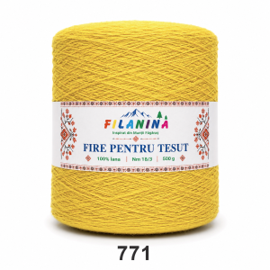 FIR PENTRU TESUT, 100% lana, Nm 18/3, cod 771 GALBEN, 500g
