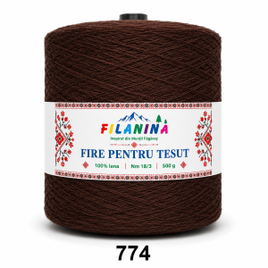 FIR PENTRU TESUT, 100% lana, cod 774, Nm 18/3, MARO CHOCOLAT, 500g