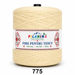 FIR PENTRU TESUT, 100% lana, cod 775, Nm 18/3, ALB NATUR 500gr