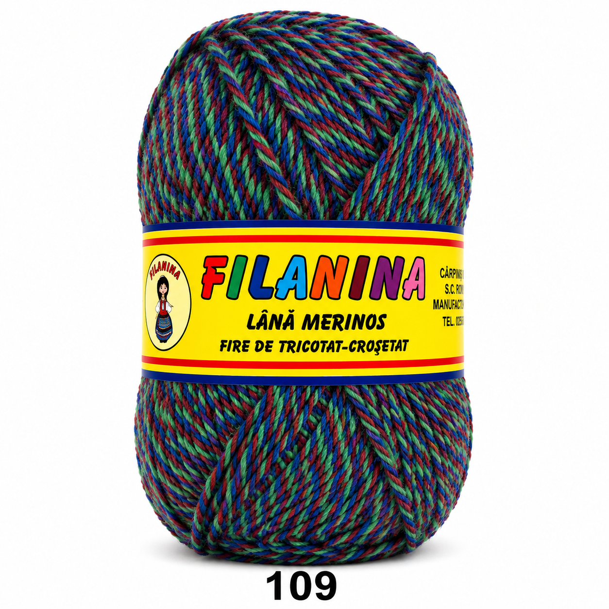 Lână 100% - COD 109 -MOULINE (maro, verde iarba, bleumarin)