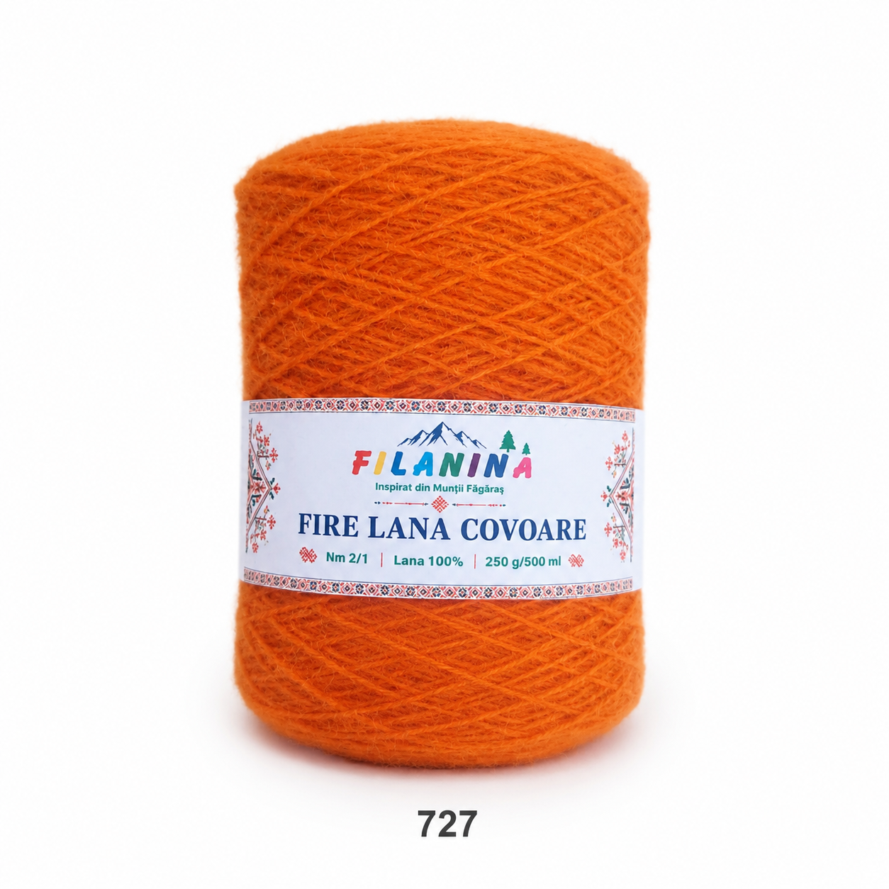 Fir lână Nm 2/1, cod 727, PORTOCALIU- bobina 250g