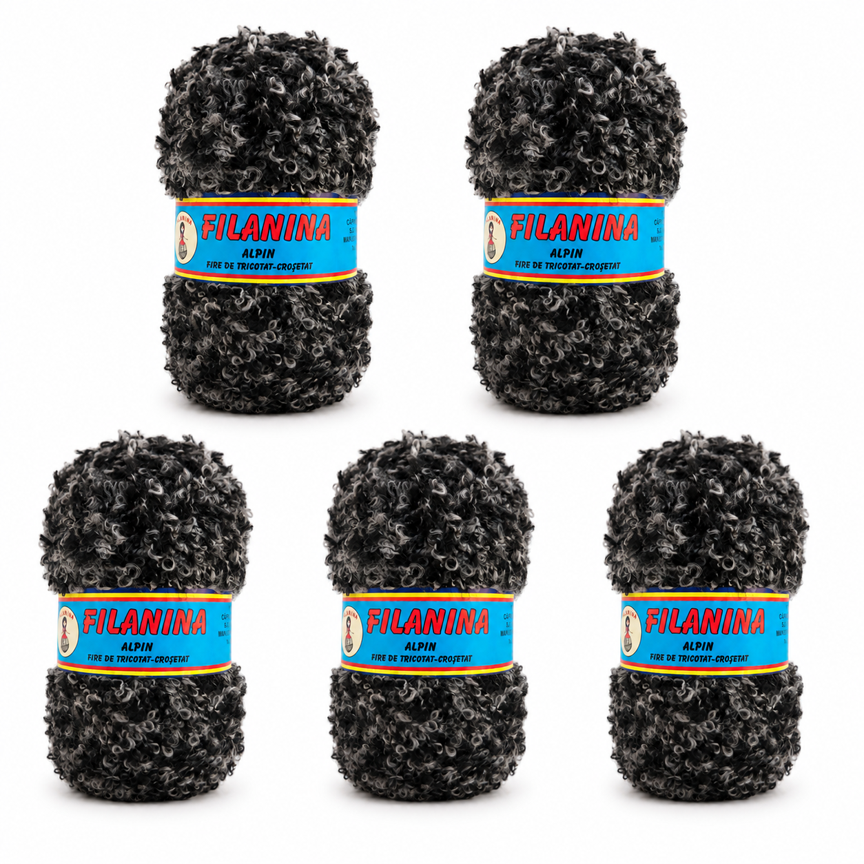 PACHET 500 G/ PRET 35 LEI - ACRYL BOUCLÉ GAROFIȚA COD 476- DEGRADE ALB- NEGRU