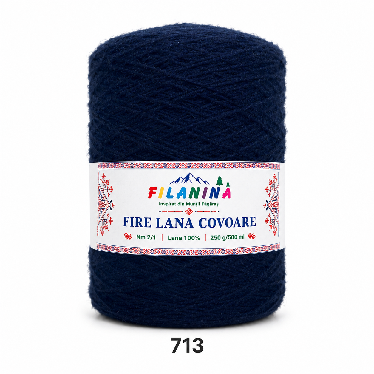 Fir lână Nm 2/1, cod 713, Bleumarin - bobina 250g