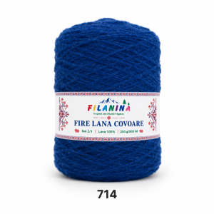 Fir lână Nm 2/1, cod 714, ALBASTRU- bobina 250g