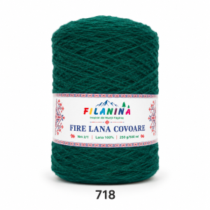 Fir lână Nm 2/1, cod 718, VERDE INCHIS - bobina 250g
