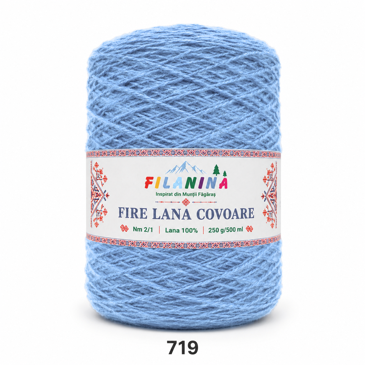 Fir lână Nm 2/1, cod 719, BLEU- bobina 250g