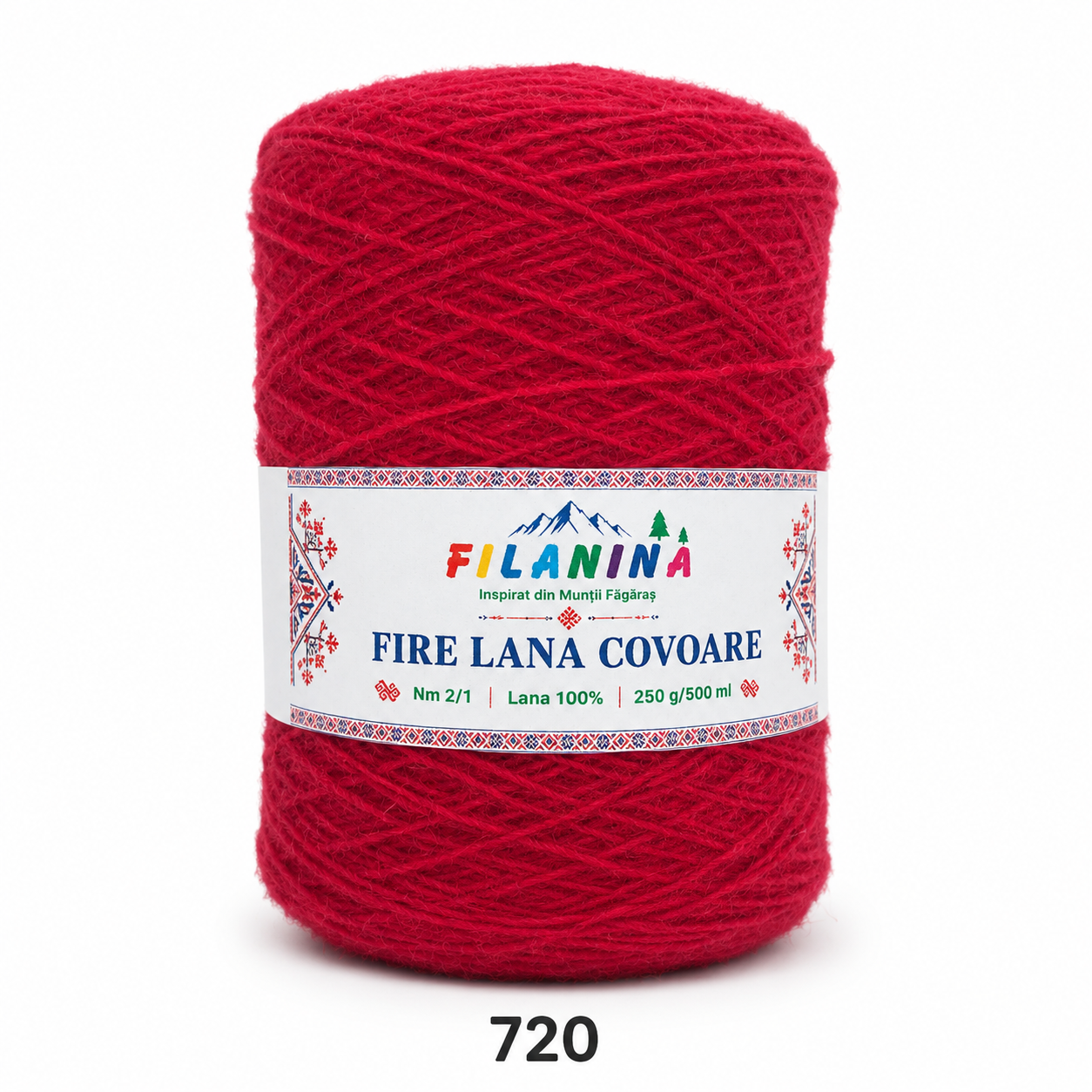 Fir lână Nm 2/1 - Rosu - cod 720 - bobina 250g