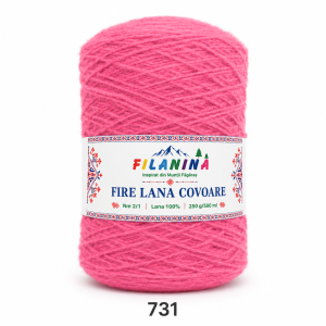 Fir lână Nm 2/1, cod 731, ROZ- bobina 250g