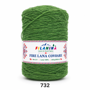 Fir lână Nm 2/1, cod 732, VERDE IARBA- 250g