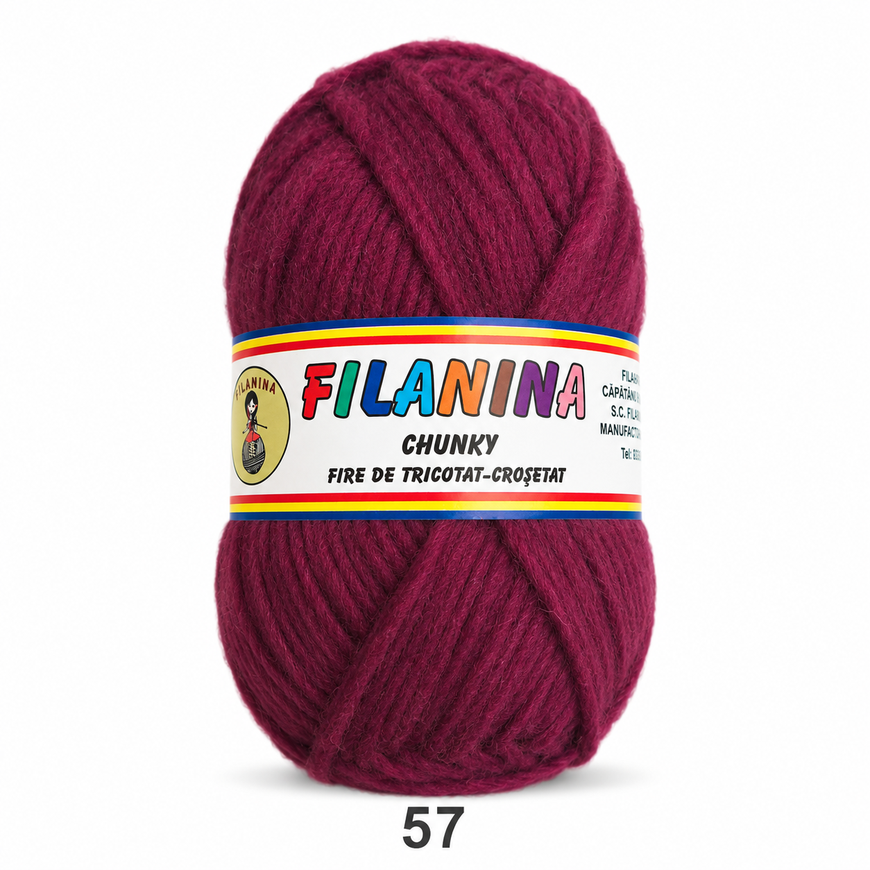 LANA CHUNKY 120M/100G, COD 57- BORDO