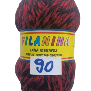 LANA CHUNKY  120M/100G, COD 90- Mouline (negru, visiniu, rosu)