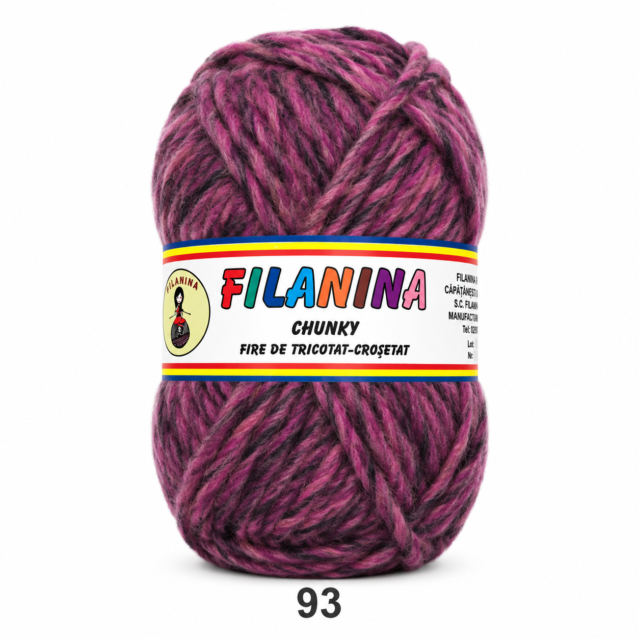 LANA CHUNKY 120M/100G, COD 93- Mouline (negru, mov)