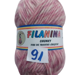 LANA CHUNKY  120M/100G, COD 91- Mouline (alb, roz, ciclame)