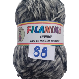 LANA CHUNKY  120M/100G, COD 88- Mouline (negru,gri, alb)
