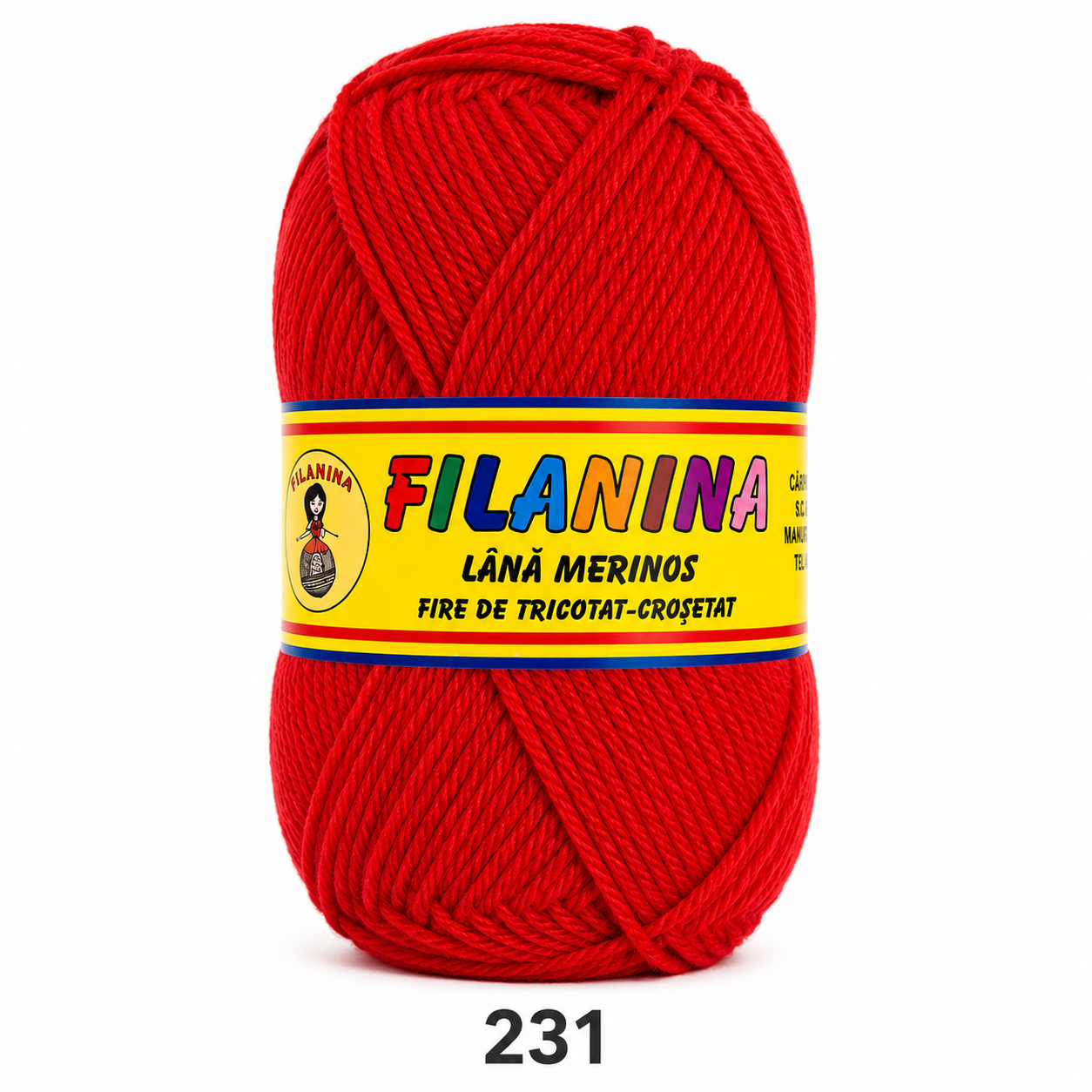 Lână 100% - 170 m/ 100GR, COD 231 Rosu Coral
