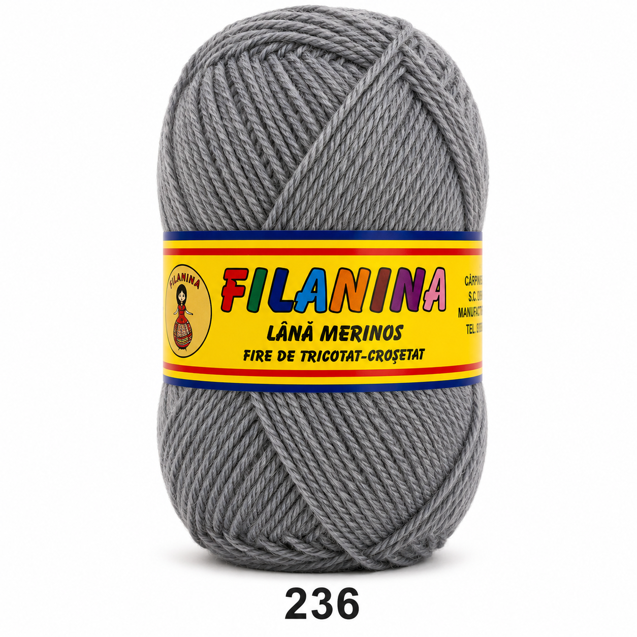 Lână 100% - 170 m/ 100GR, COD 236 Gri Deschis