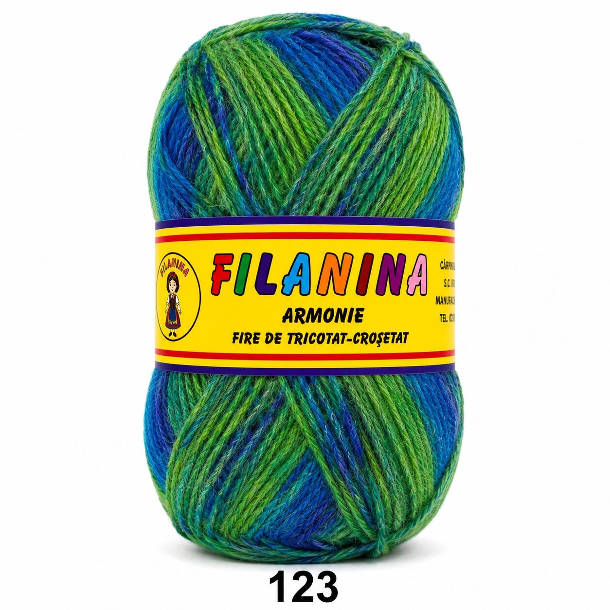 Lână 100% - 200m/ 100GR, COD 123- DEGRADE (verde, albastru, bleumarin)