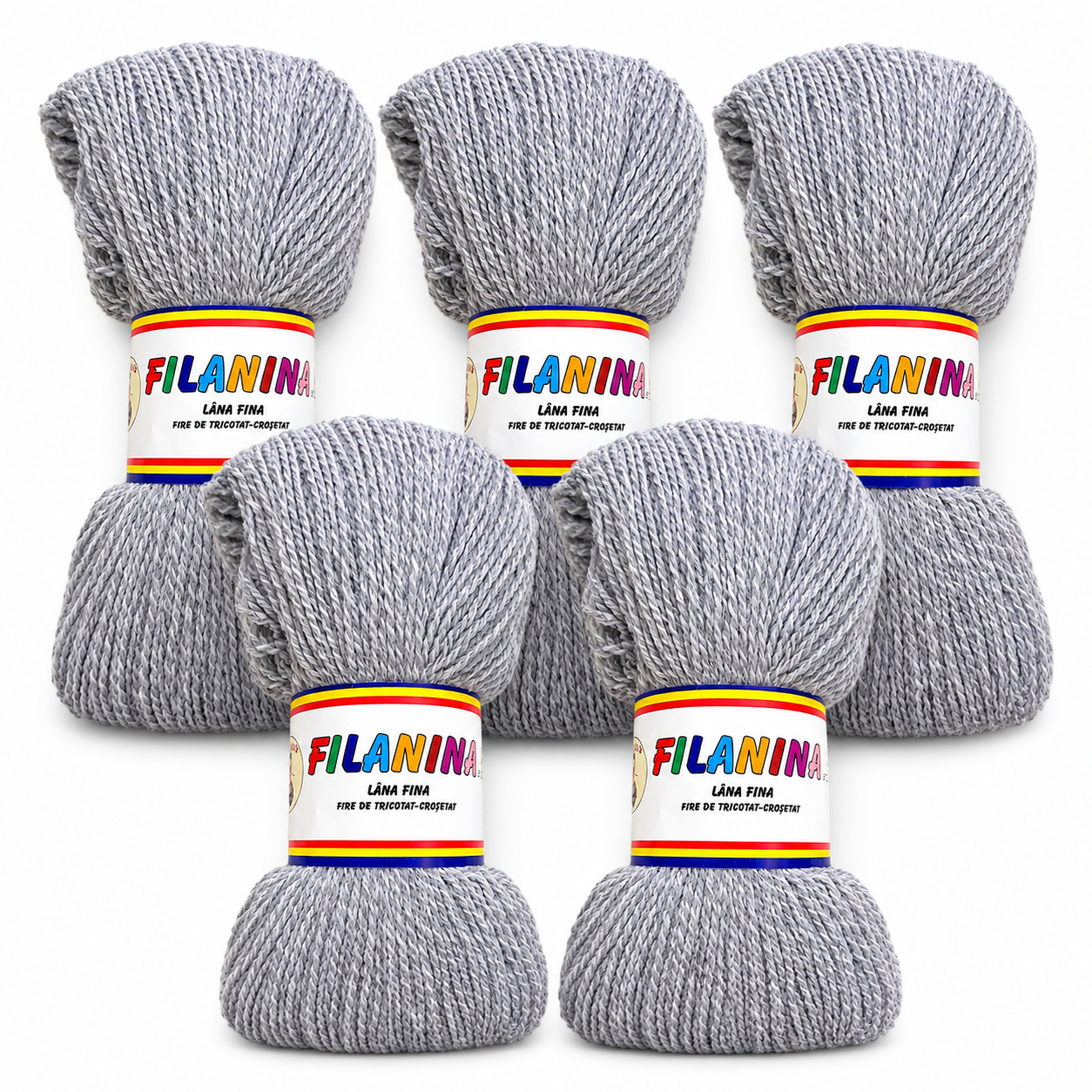 PACHET 500G/ PRET 45LEI - MOULINE GRI DESCHIS- 100% lana COD 124, 400M/100GR
