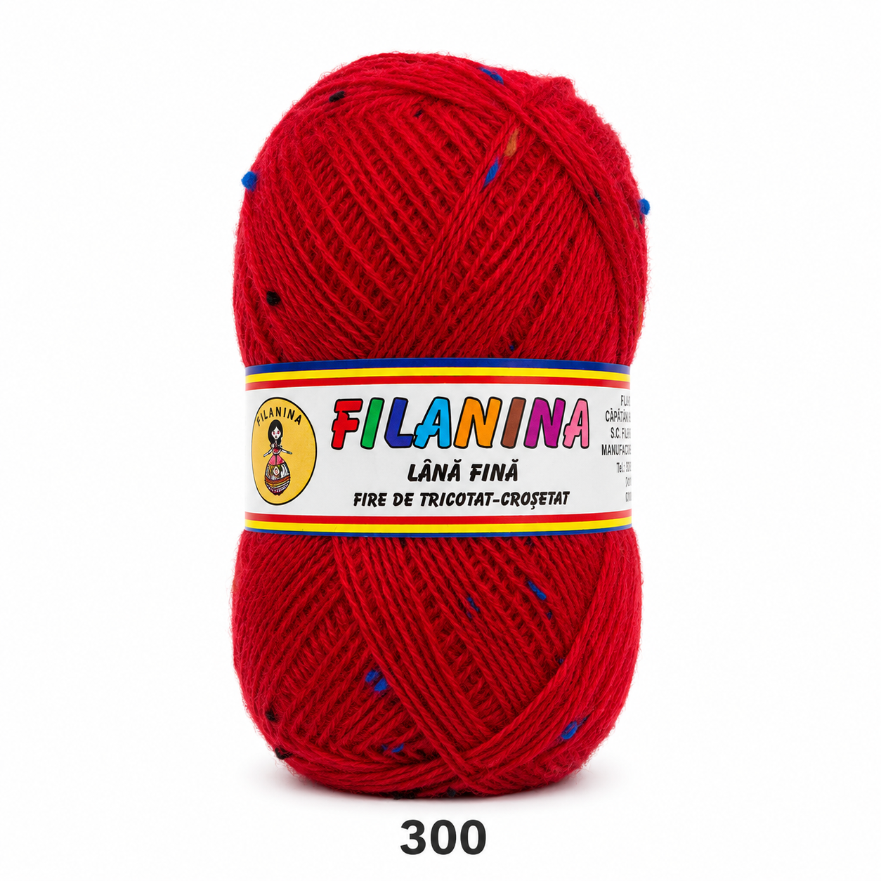 Fir Merinos 100% cu Nopeuri Roșu Intens Cod 300 – Lână Fină pentru Tricotat și Croșetat 400m/100gr