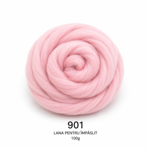 Lână pentru împâslit 100 g Roz cod 901 Filanina