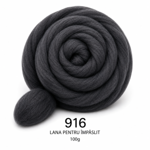 Lână pentru împâslit 100 g Negru cod 916 Filanina