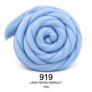 Lână pentru împâslit 100 g Albastru Deschis cod 919 Filanina