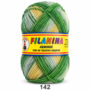 Filanina Armonie lână merinos 100% degrade Cod 142 verde galben bej