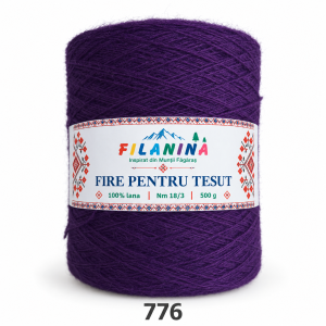 Firul pentru țesut Filanina, 100% lână, Nm 18/3, cod 776 Mov Prună